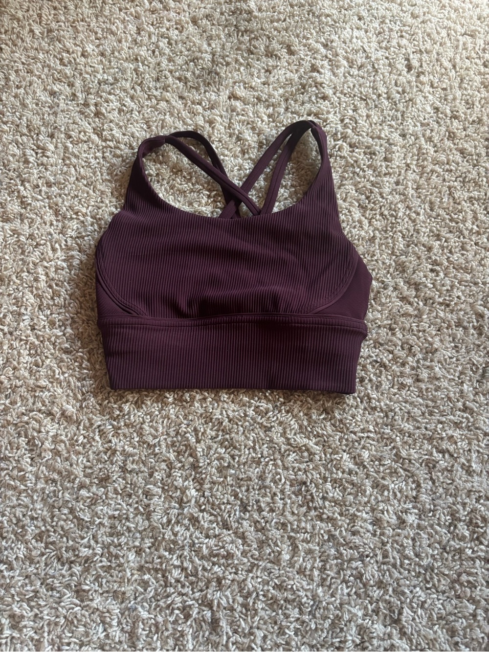 lululemon athletica Ribbed Crossback Energy Longline Bra - Plum